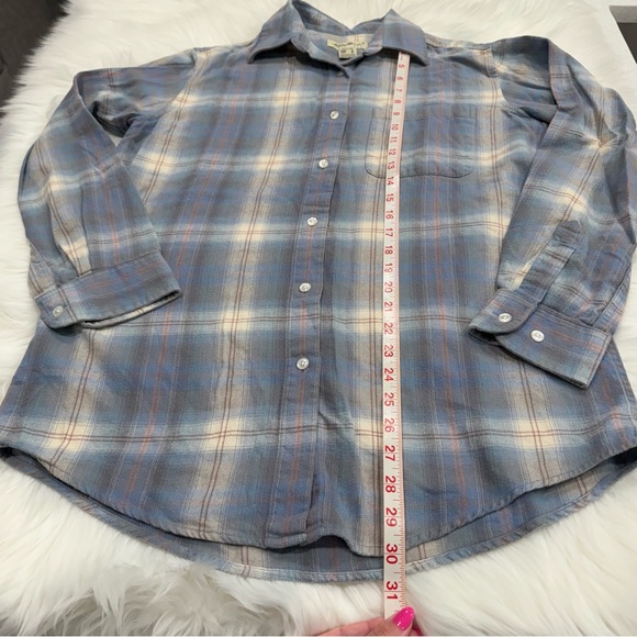 Eddie Bauer Flannel Button Down Shirt Top Plaid Blue Small - Picture 13 of 16